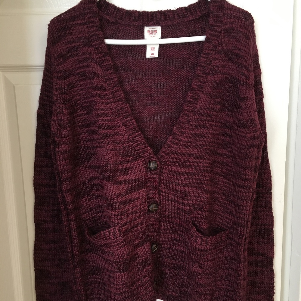 Mossimo Supply Co. Burgundy Marled Cardigan